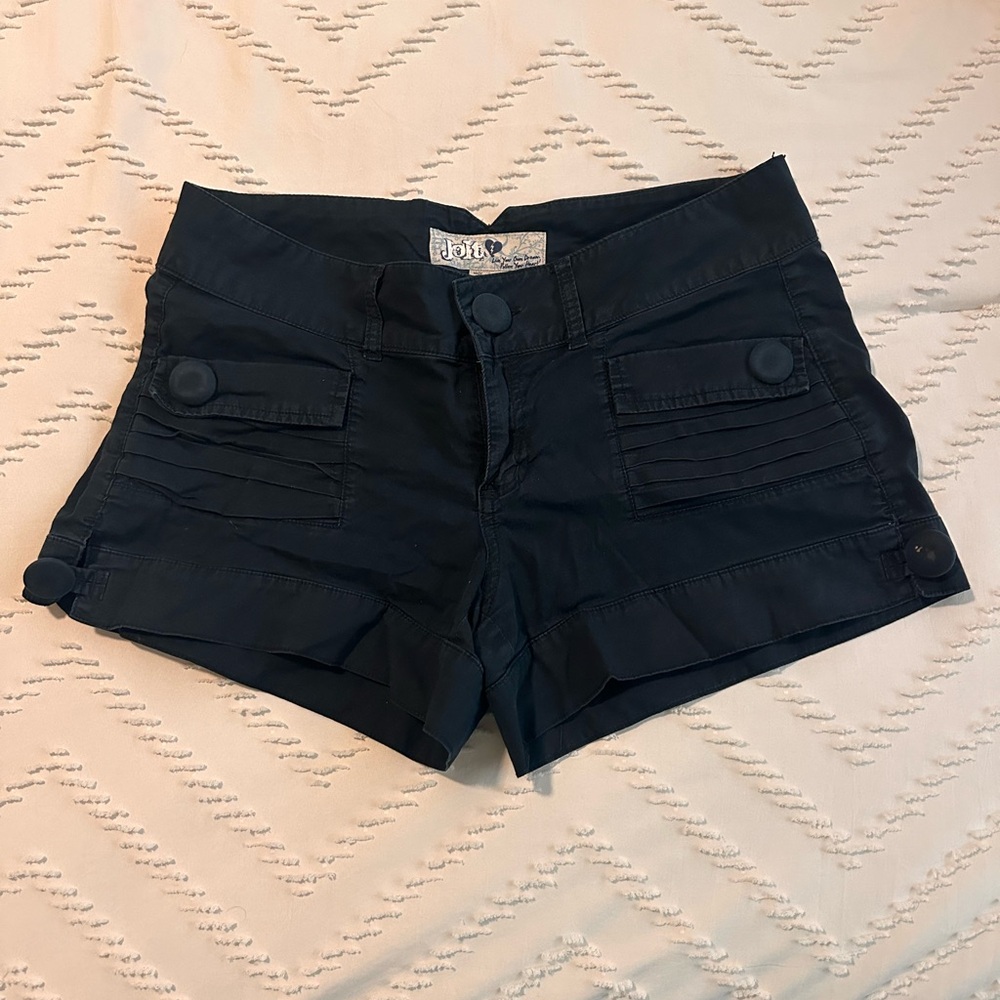 Black button detail shorts